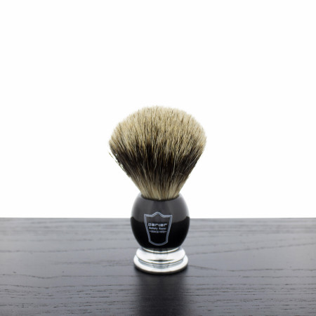 Parker Pure Badger Shaving Brush, Black and Chrome